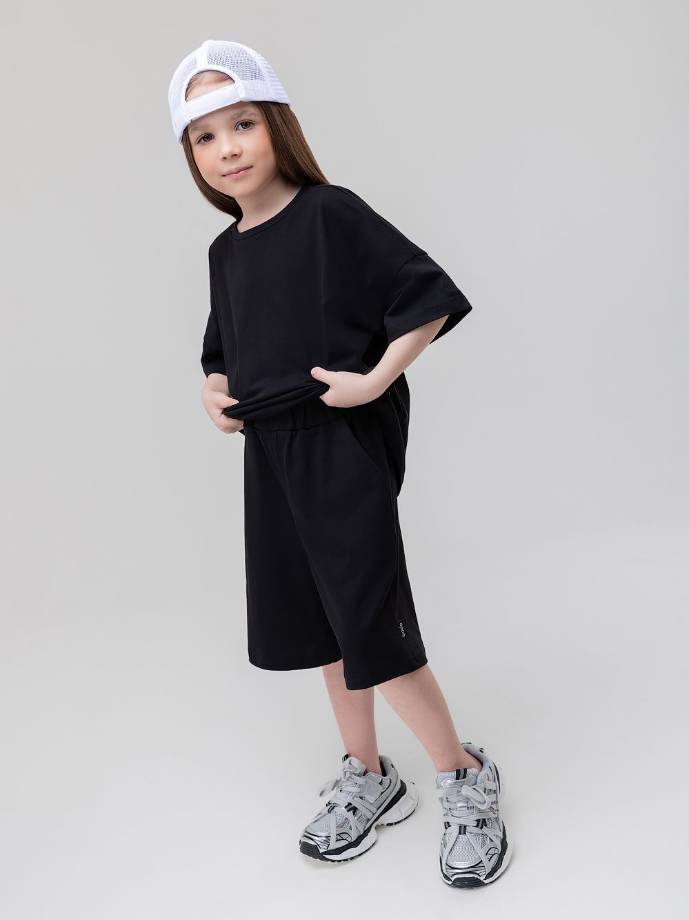 Костюм однотонный с шортами - фото 3