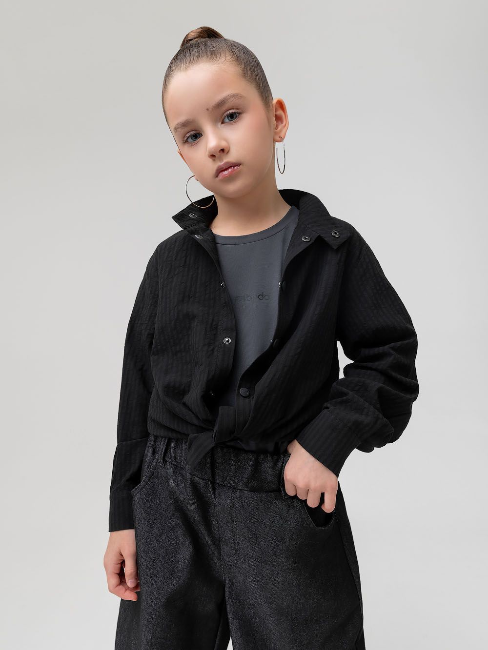 Рубашка с воротником стойкой - фото 4