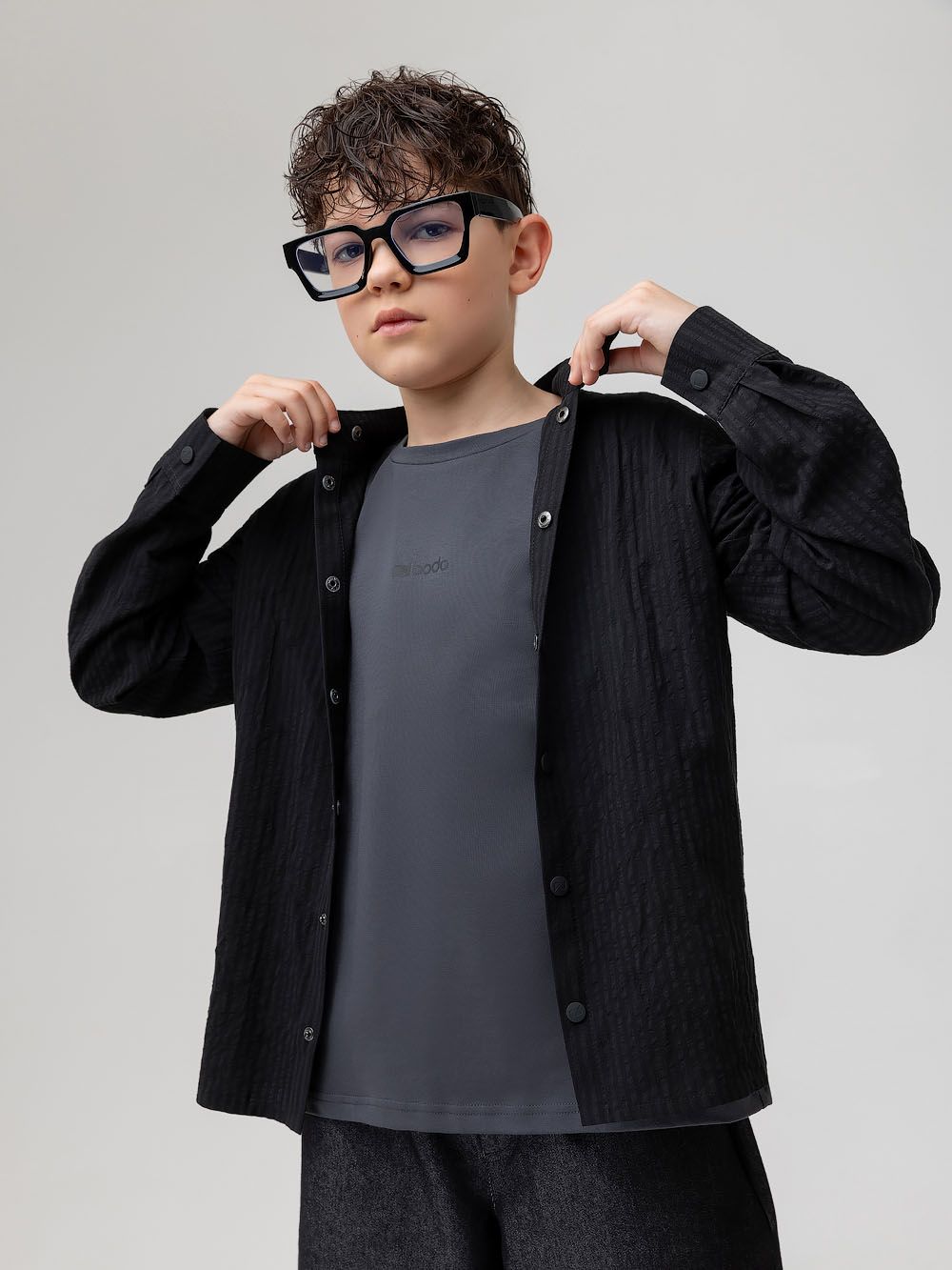 Рубашка с воротником стойкой - фото 6