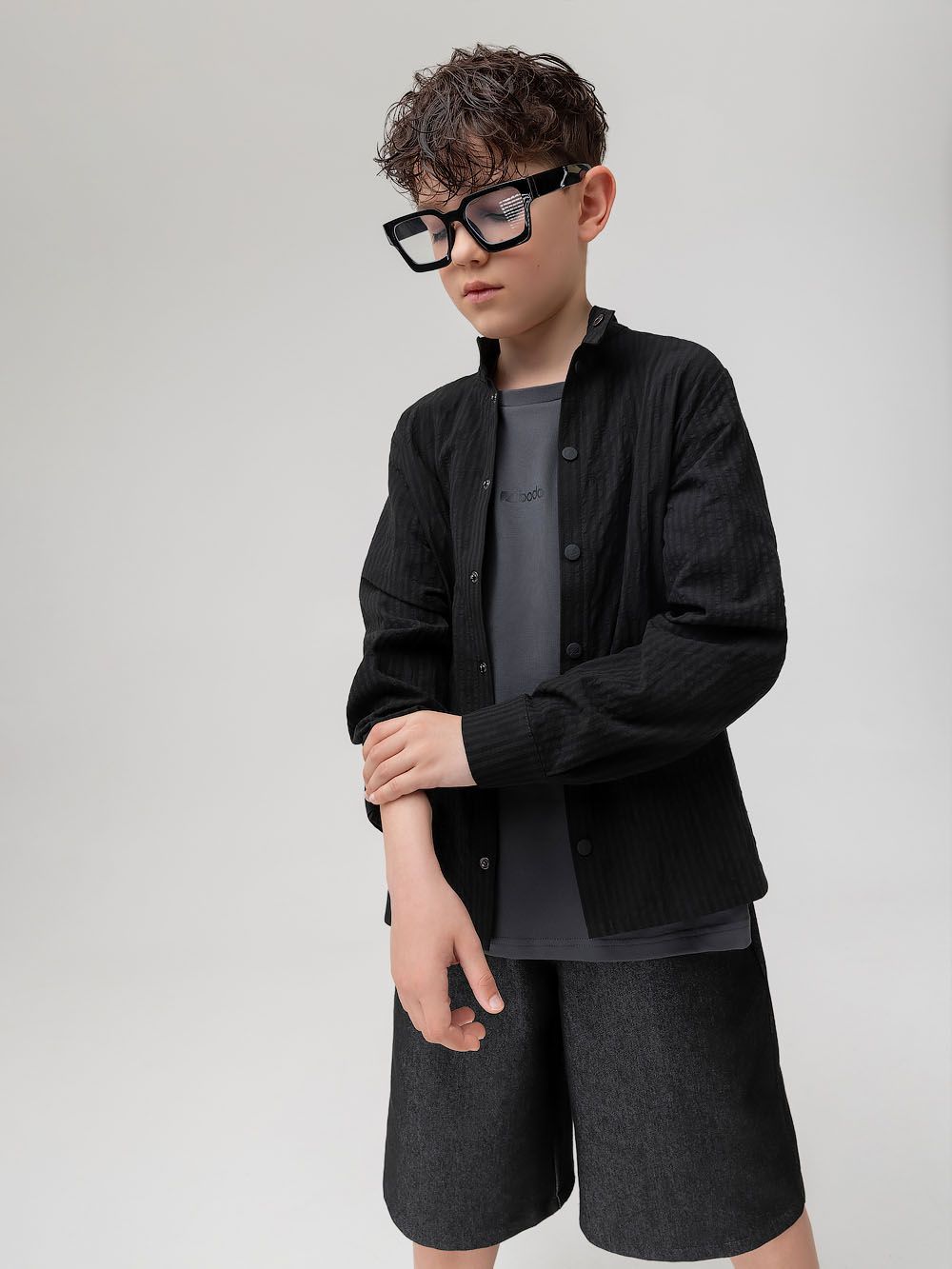 Рубашка с воротником стойкой - фото 7