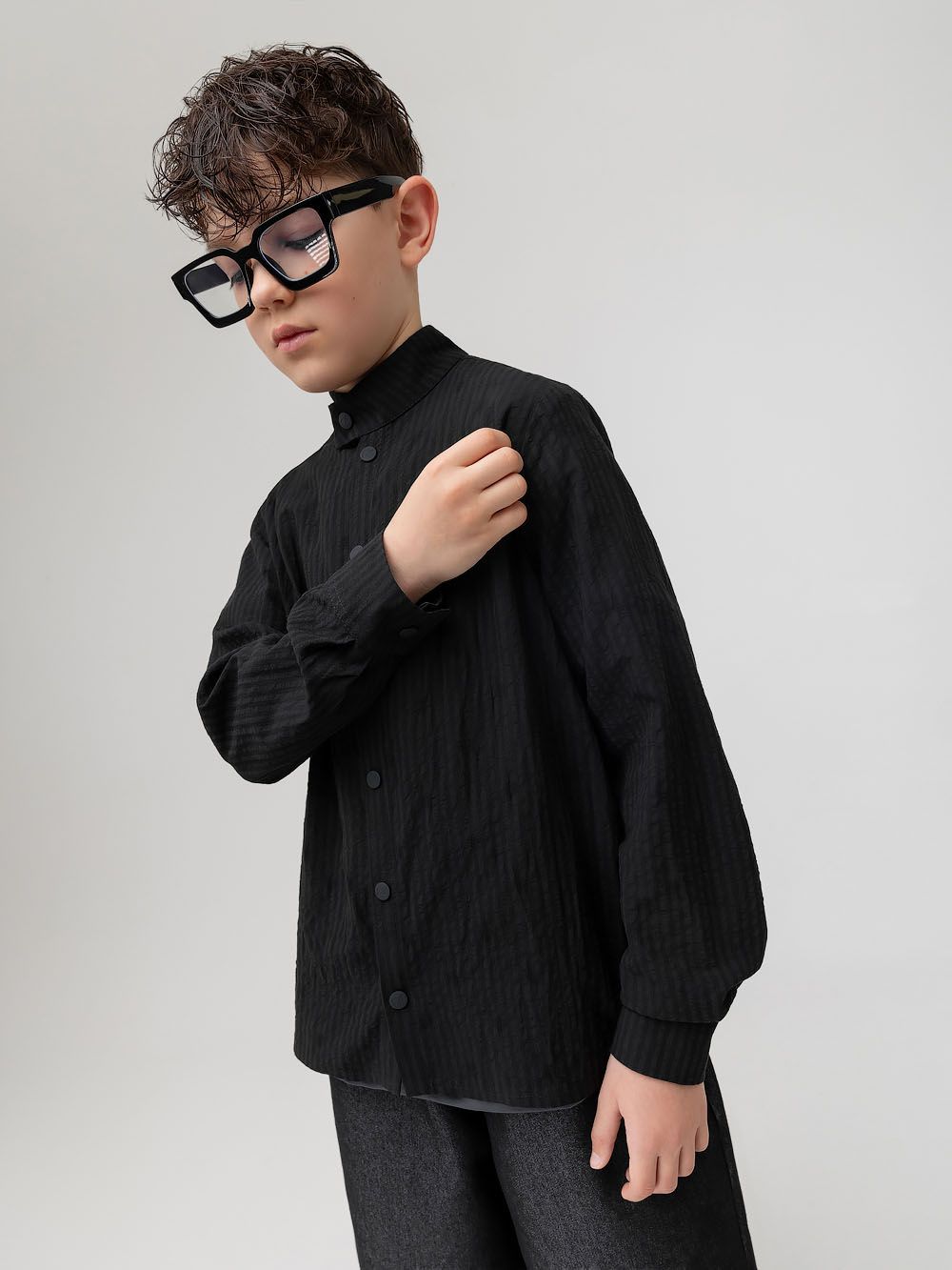 Рубашка с воротником стойкой - фото 2