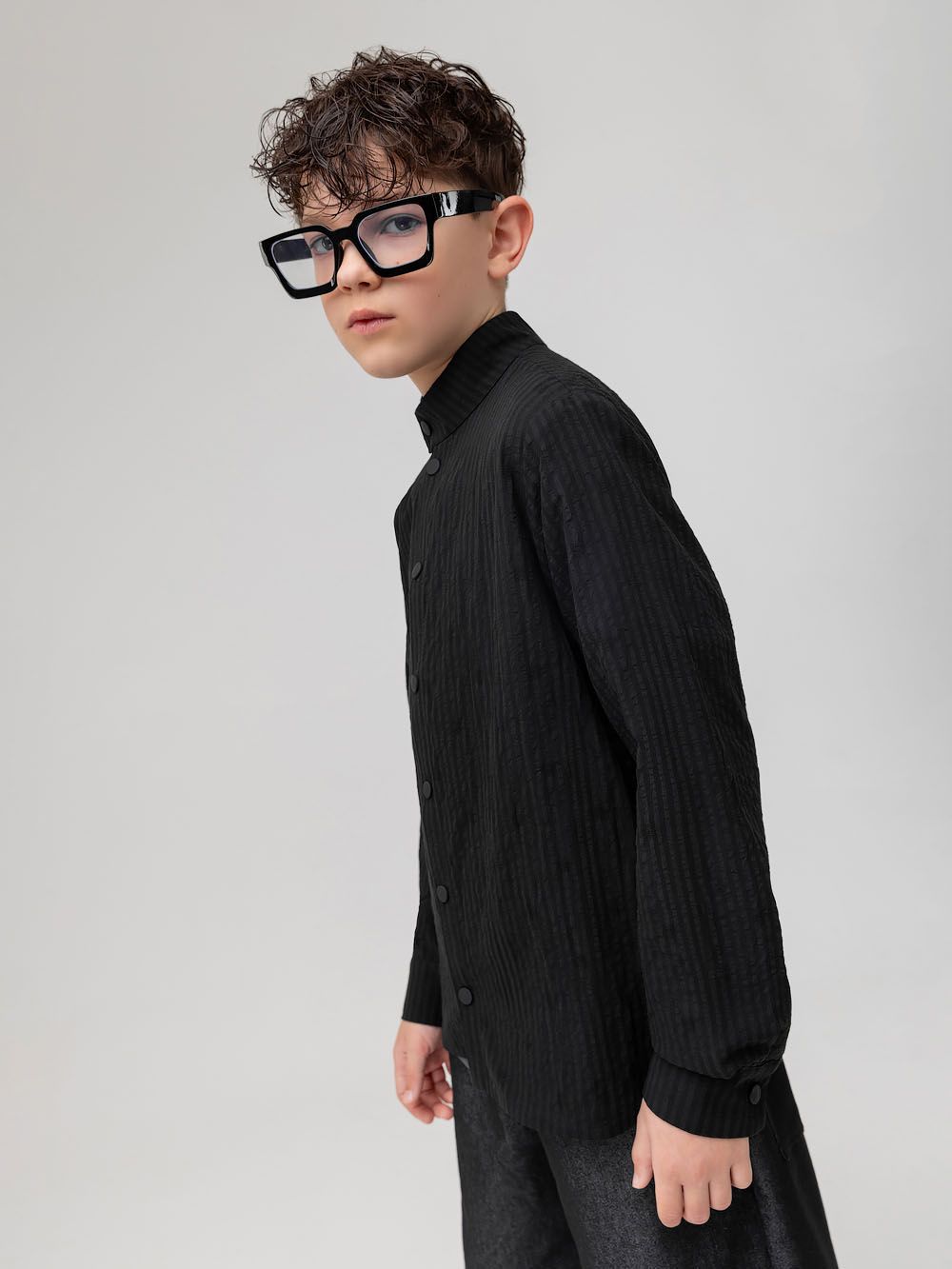 Рубашка с воротником стойкой - фото 9