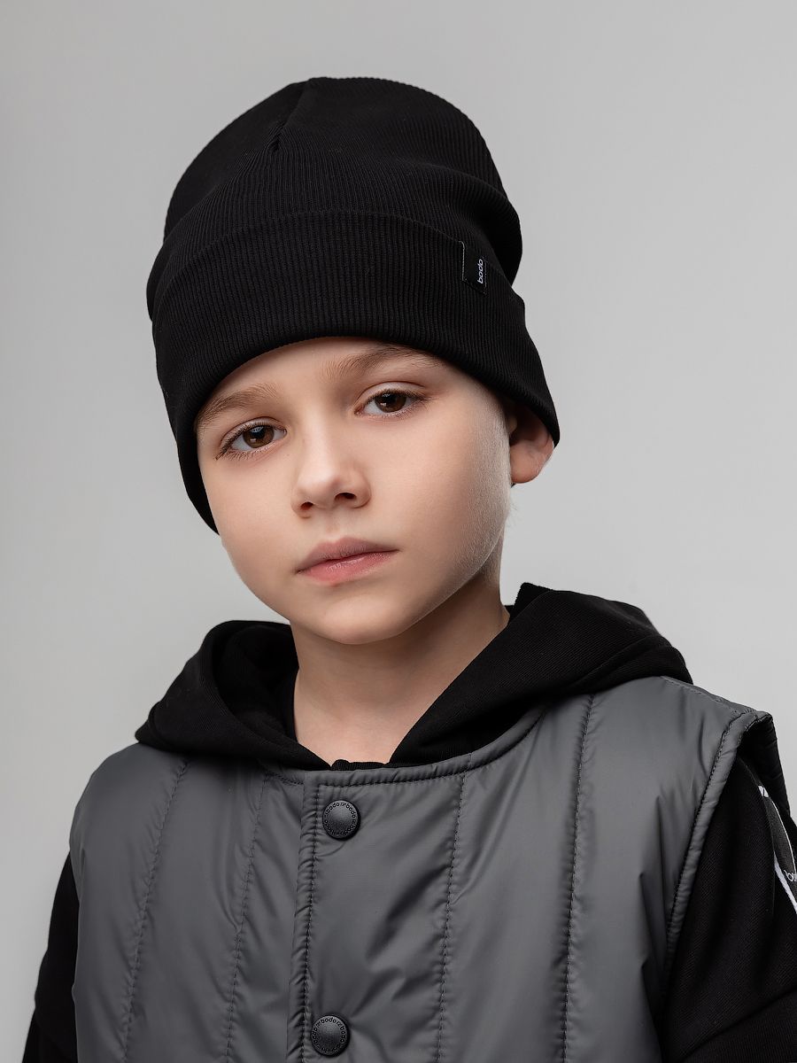 Шапка с отворотом в рубчик - фото 1