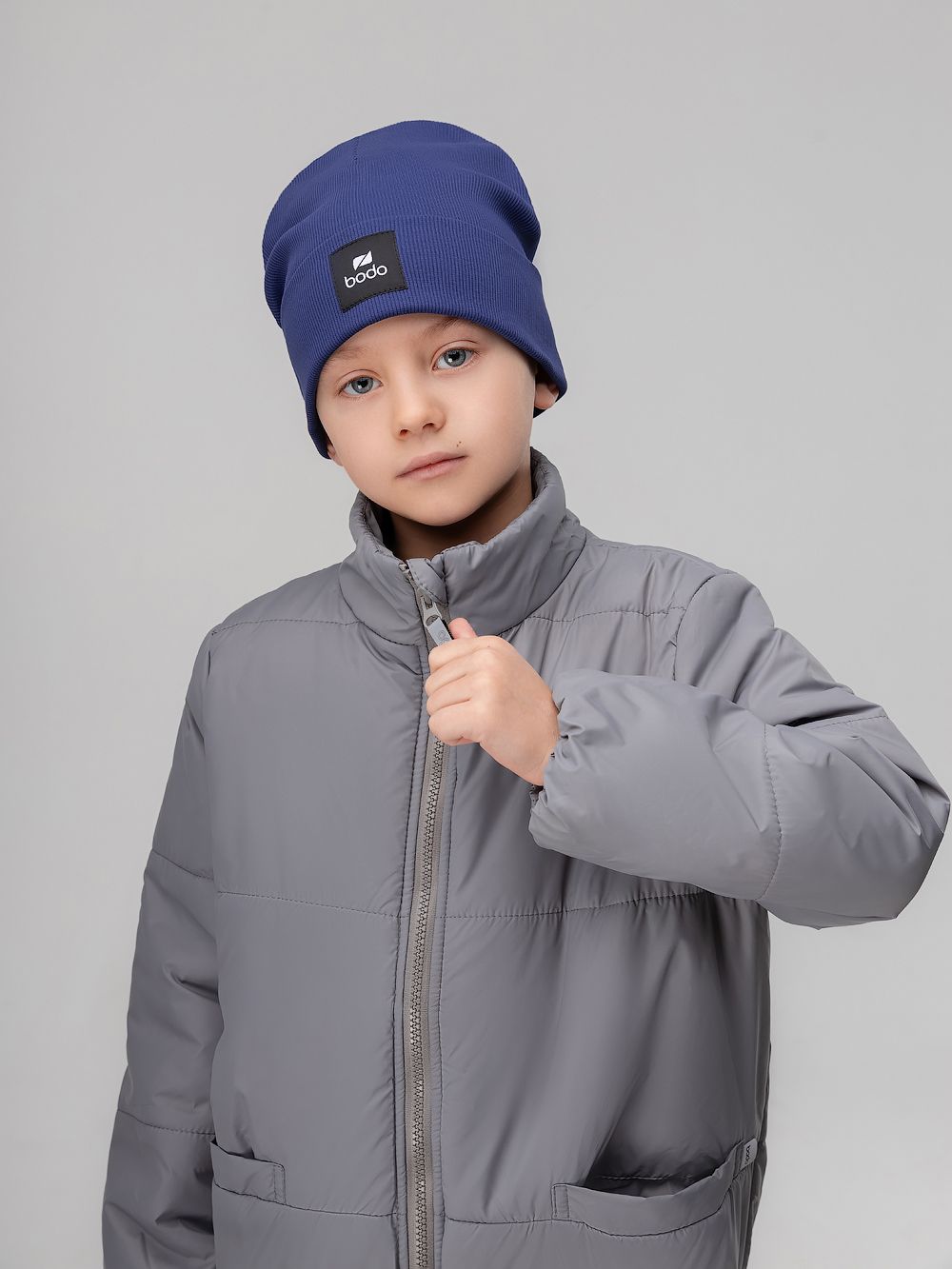 Шапка двойная в рубчик - фото 1