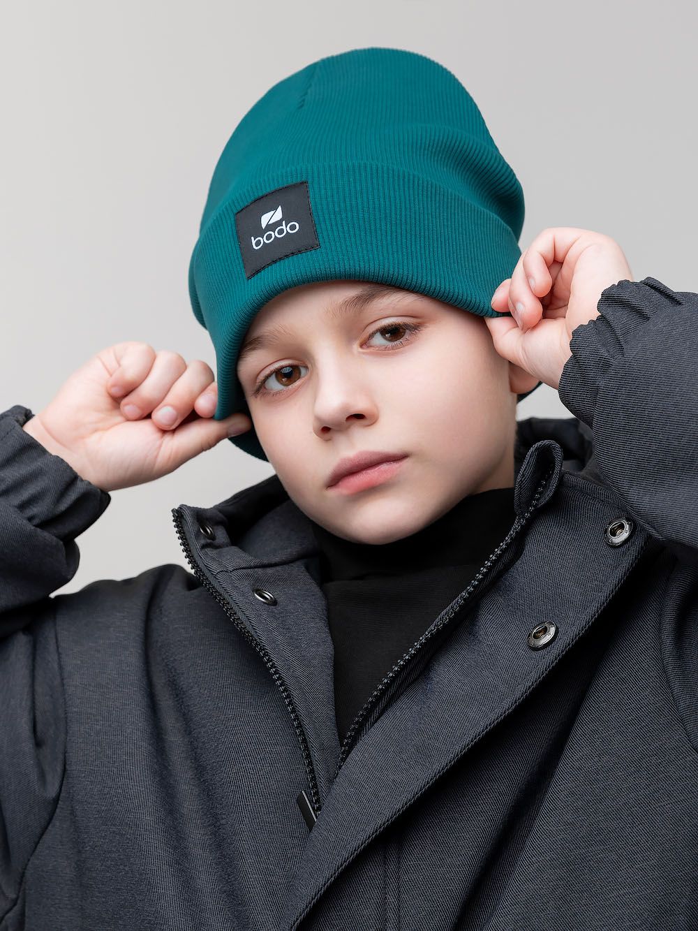 Шапка двойная в рубчик - фото 1