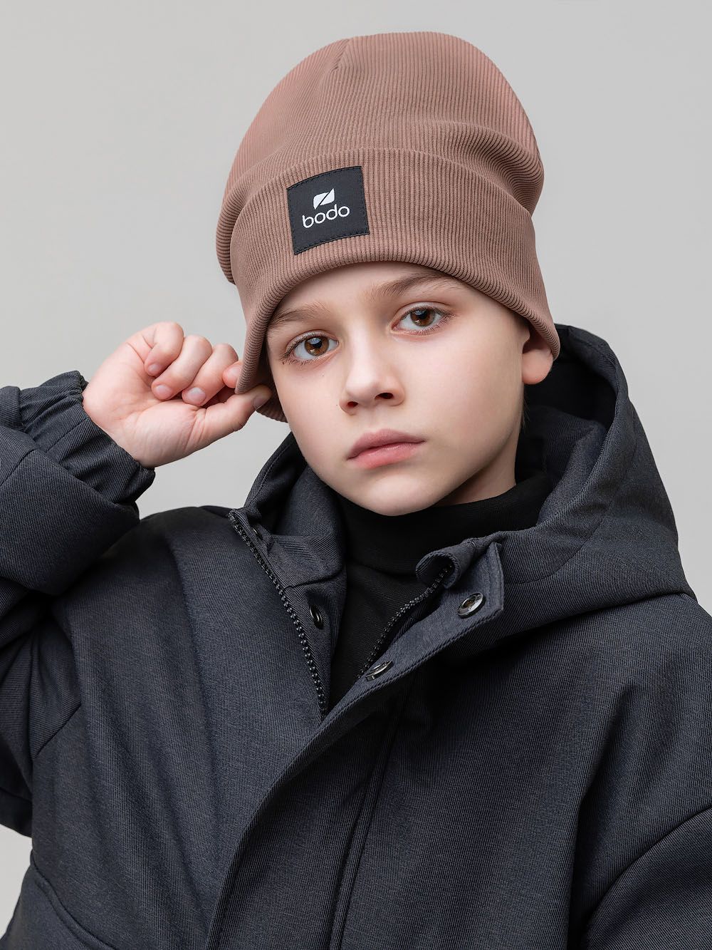 Шапка двойная в рубчик - фото 1