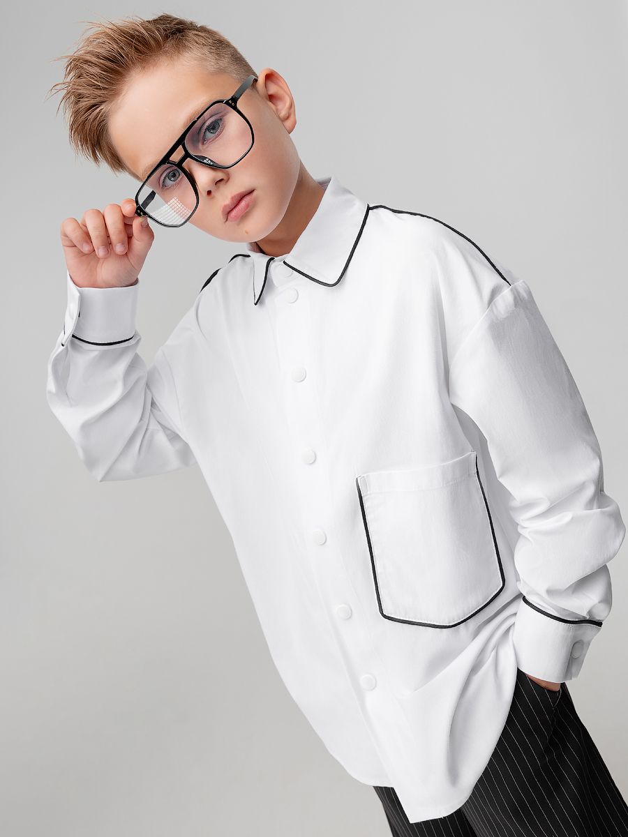 Рубашка с атласным кантом - фото 1