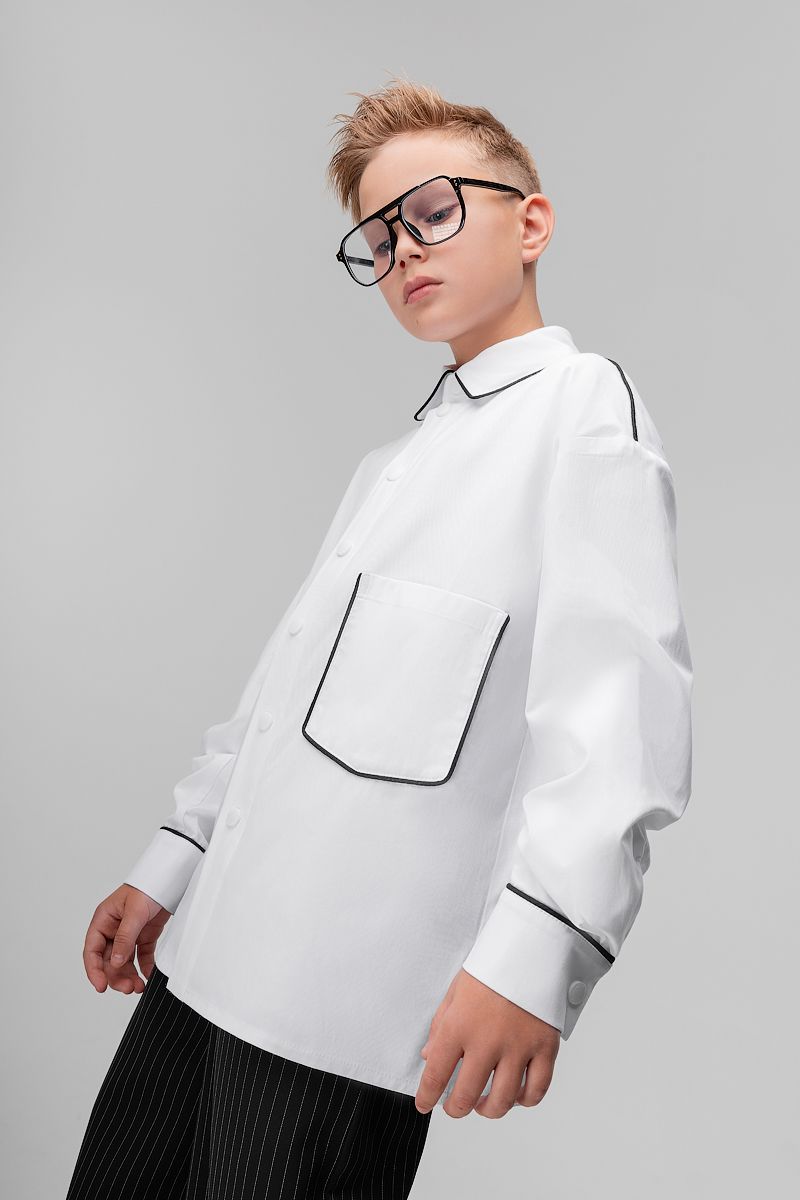 Рубашка с атласным кантом - фото 5