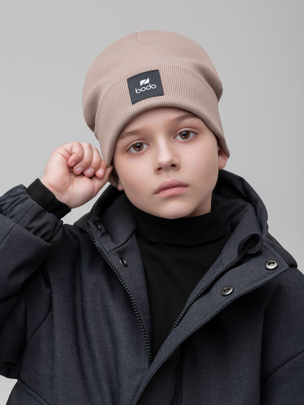 Шапка двойная в рубчик - фото 1