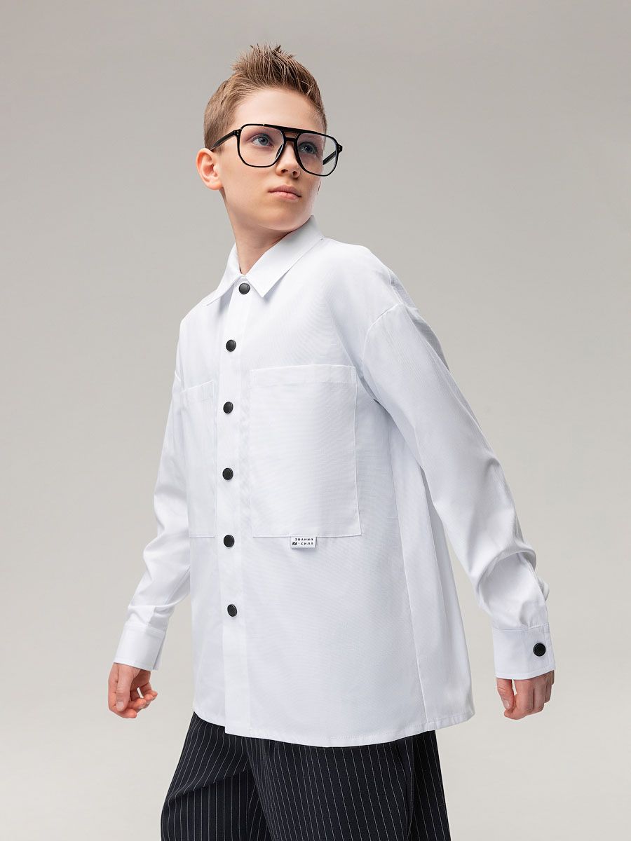 Рубашка с накладными карманами - фото 7