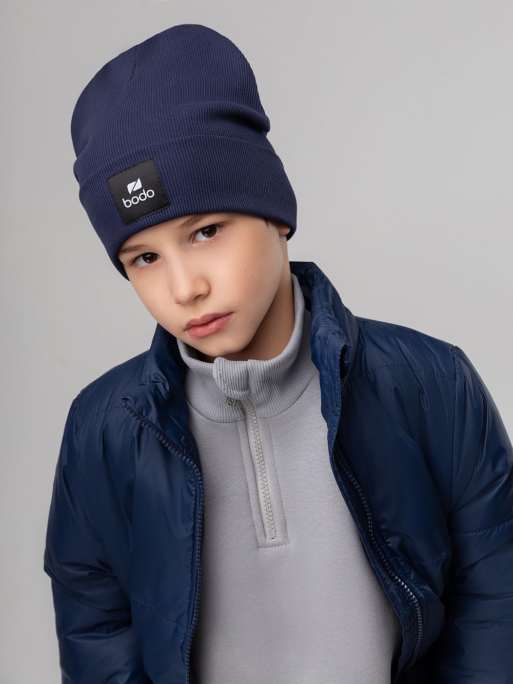 Шапка двойная в рубчик Шапка двойная в рубчик - фото 1