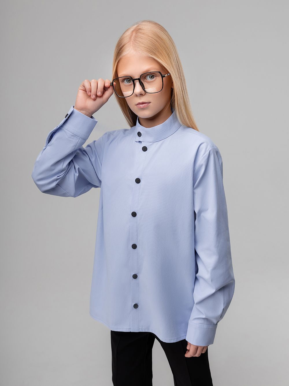 Рубашка с воротником стойкой - фото 2