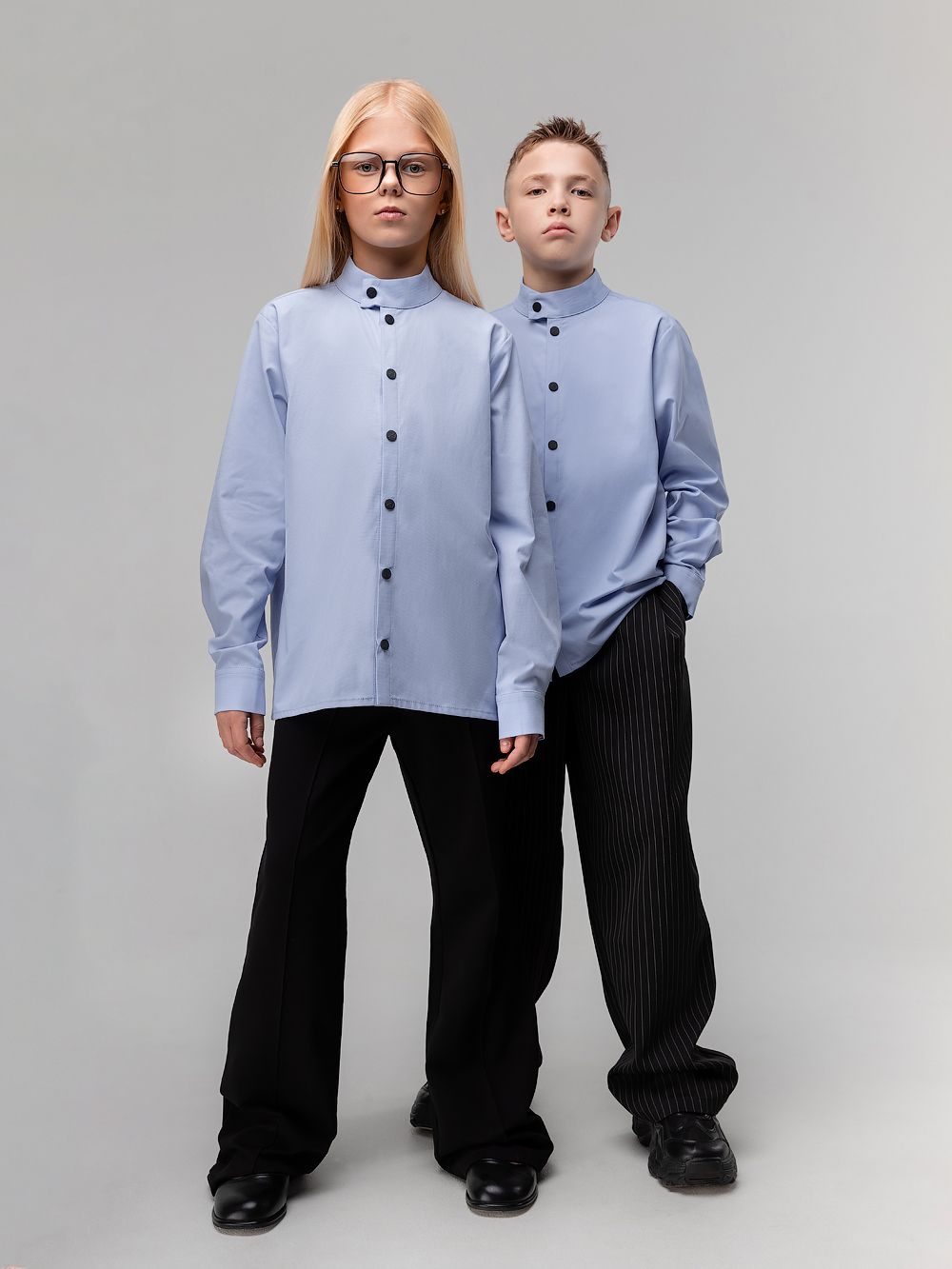 Рубашка с воротником стойкой - фото 4