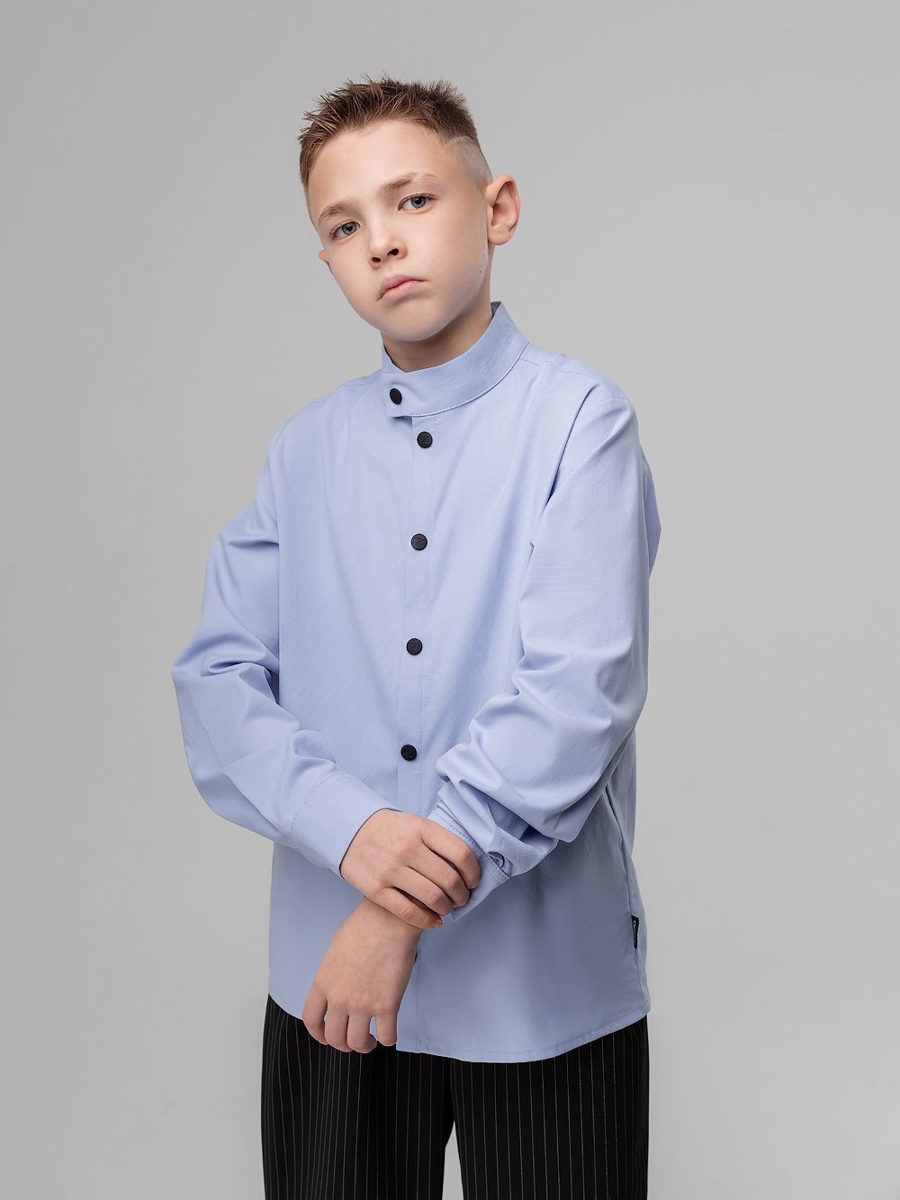 Рубашка с воротником стойкой - фото 1