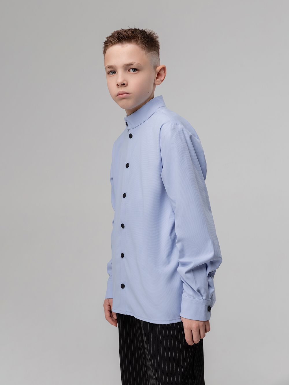 Рубашка с воротником стойкой - фото 6