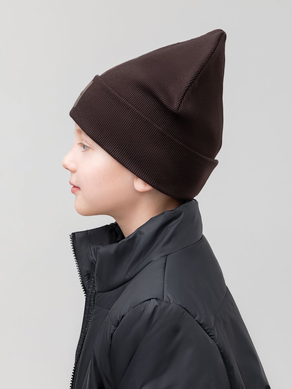 Шапка двойная в рубчик - фото 3