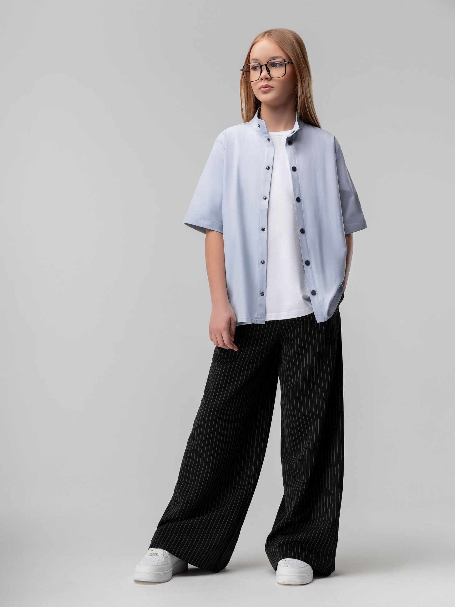 Рубашка с воротником стойкой - фото 4