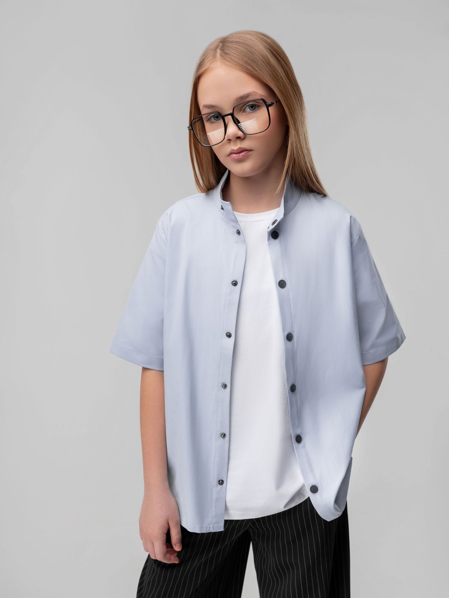 Рубашка с воротником стойкой - фото 3