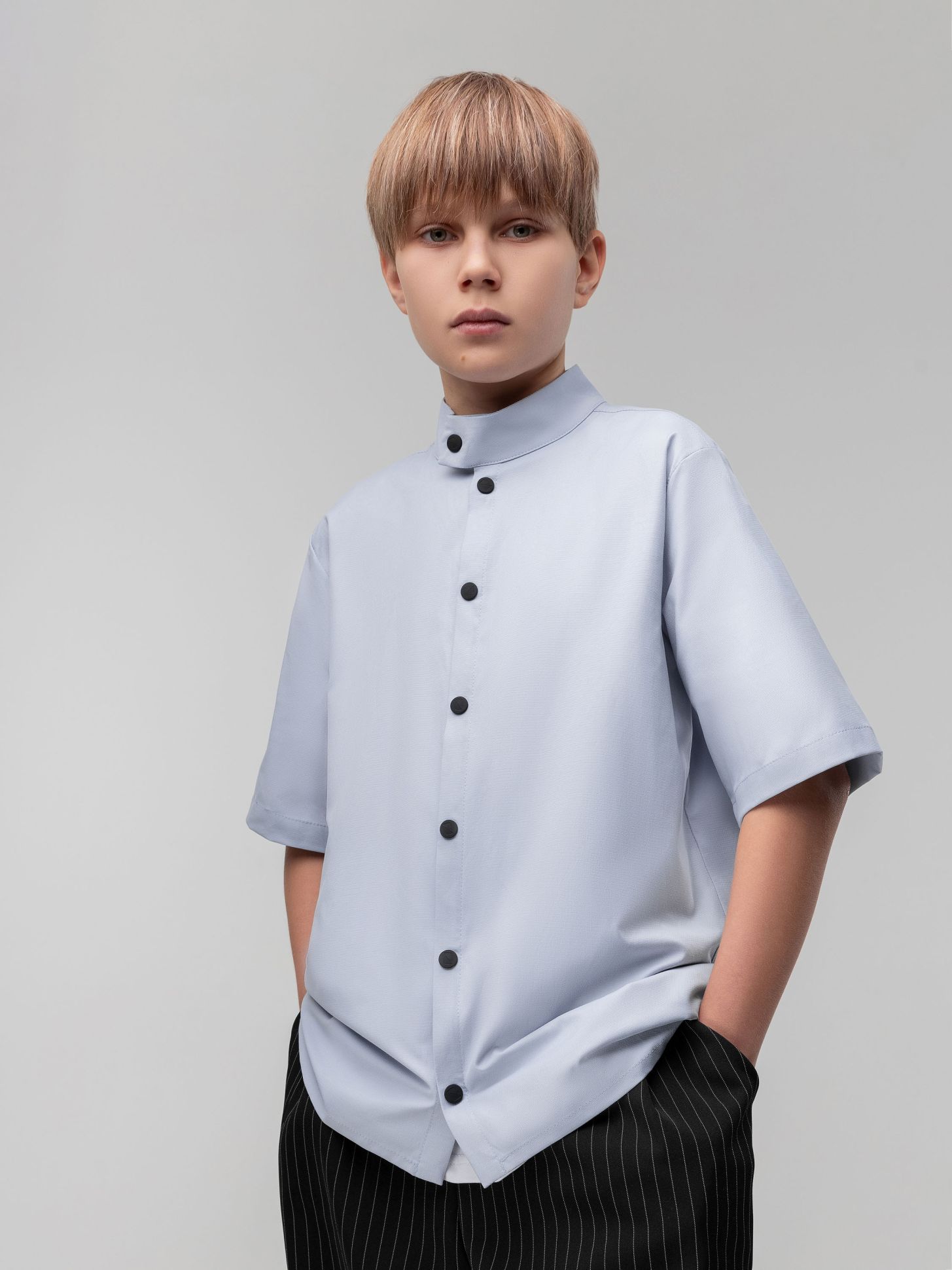 Рубашка с воротником стойкой - фото 2