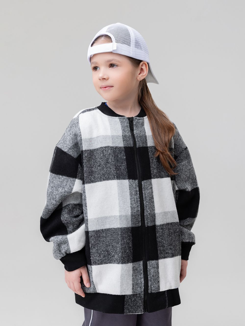 Толстовка - бомбер в клетку - фото 2