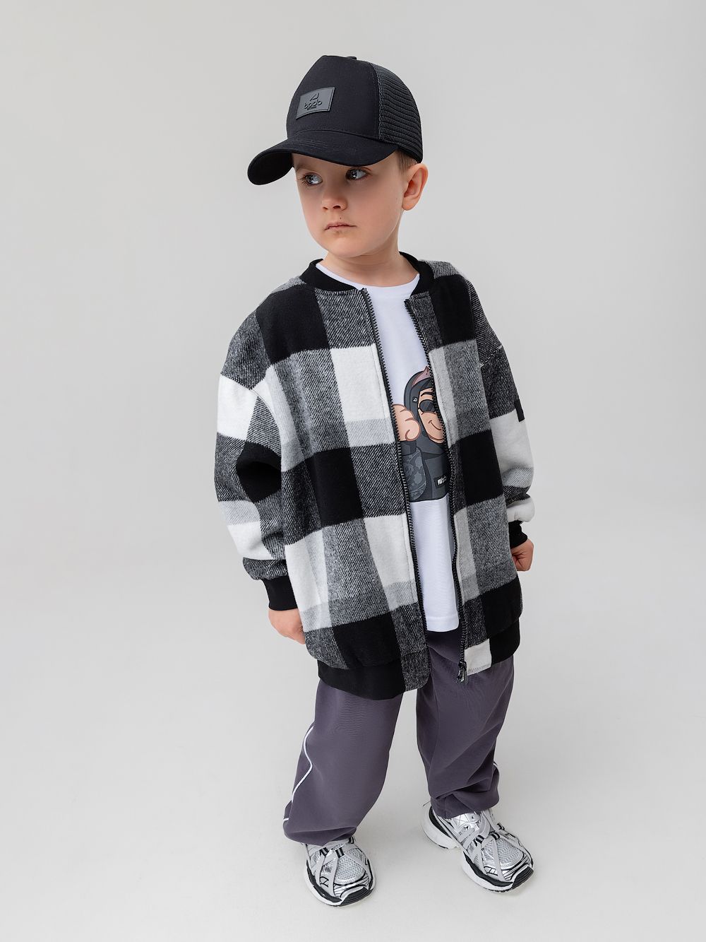 Толстовка - бомбер в клетку - фото 5