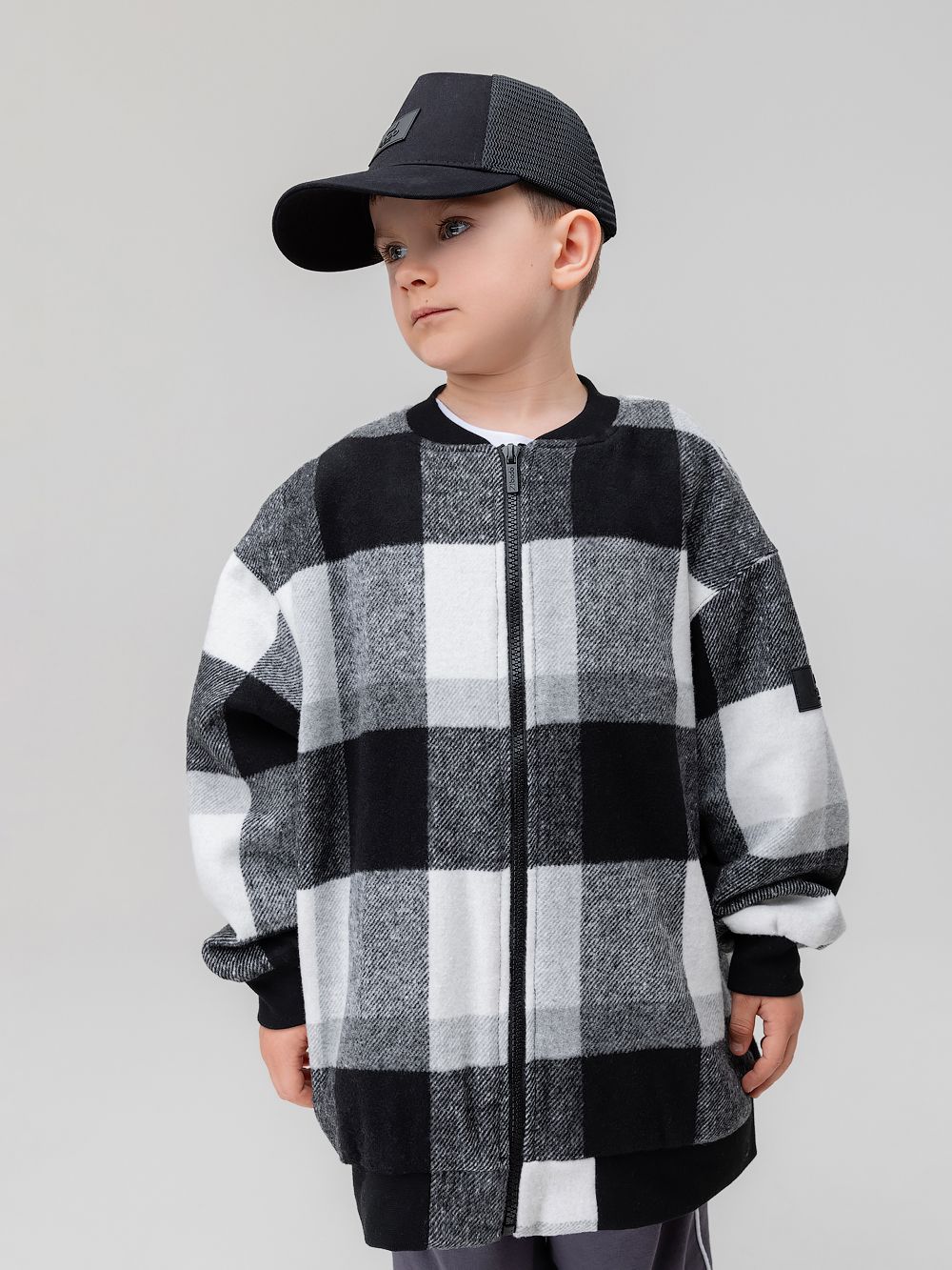 Толстовка - бомбер в клетку - фото 6