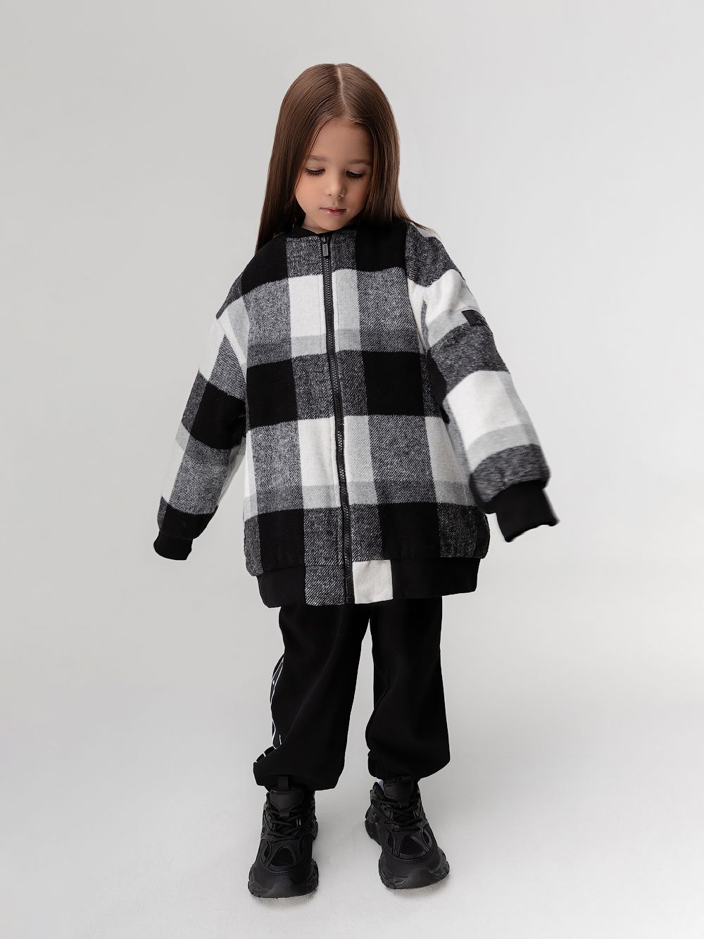 Толстовка - бомбер в клетку - фото 4