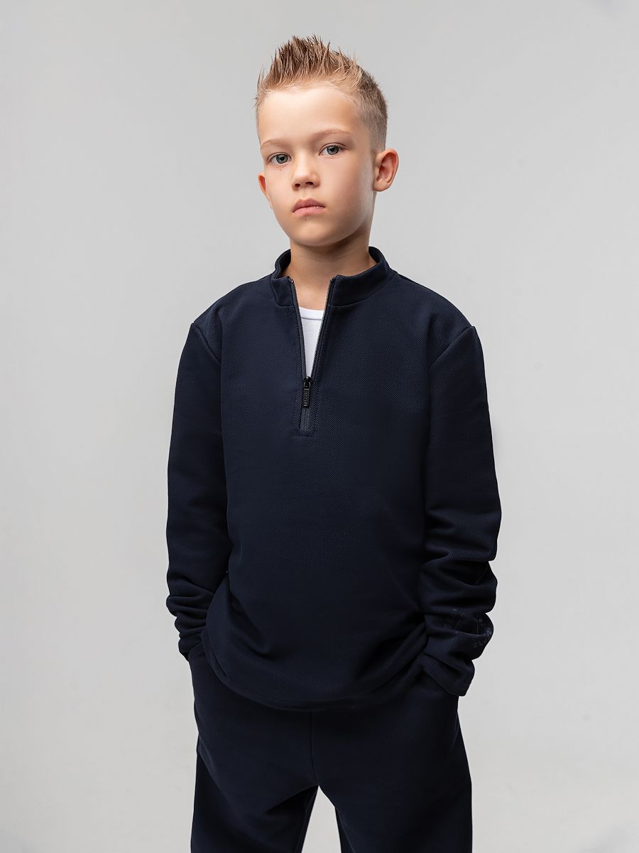 Лонгслив пике с короткой молнией - фото 1