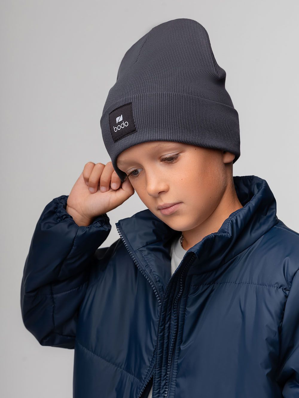 Шапка двойная в рубчик - фото 2