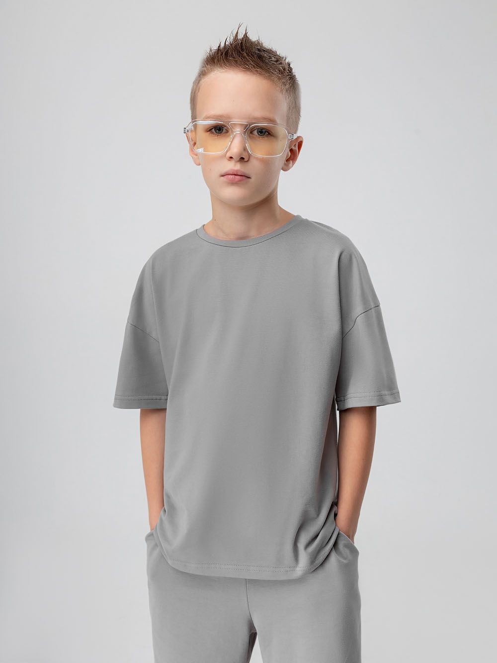 Костюм однотонный с шортами - фото 4