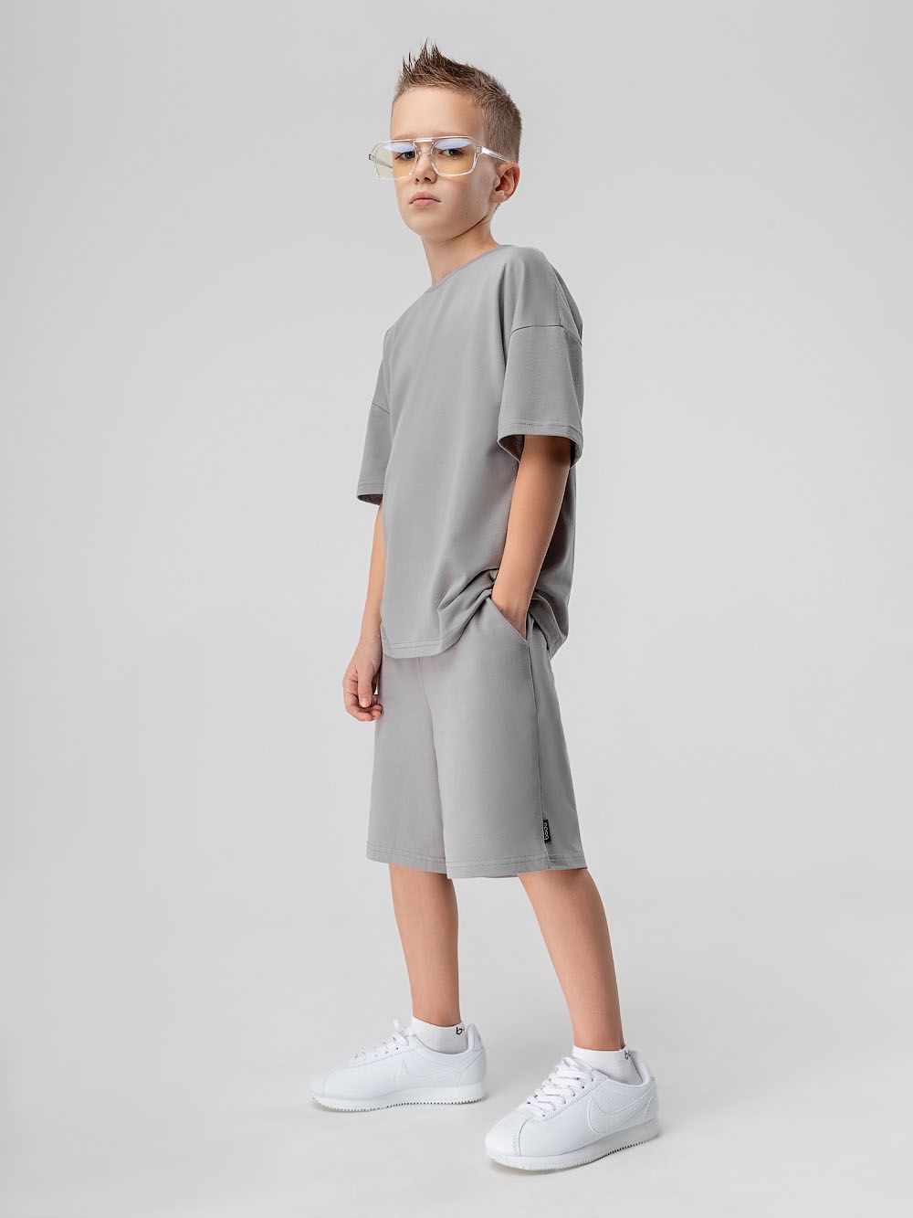 Костюм однотонный с шортами - фото 5