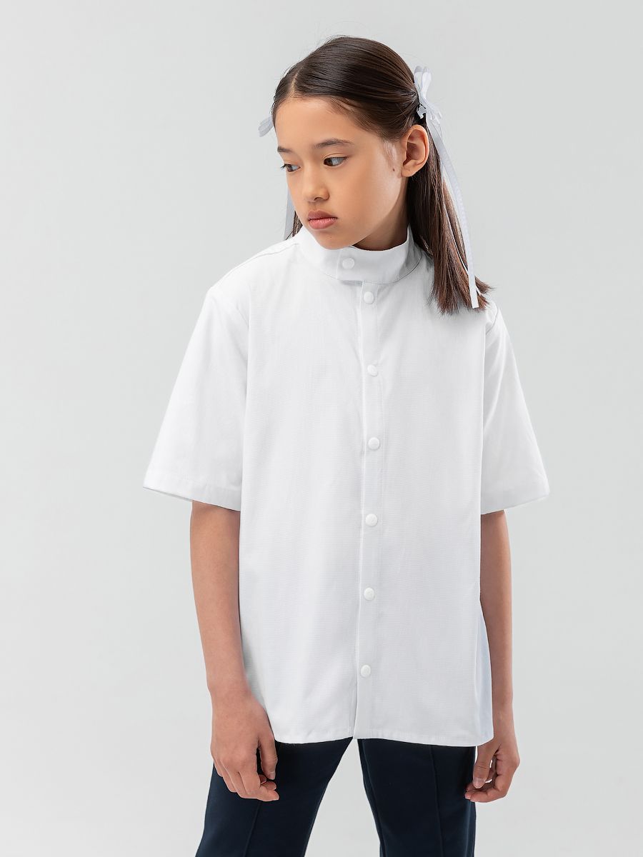 Рубашка с воротником стойкой - фото 4