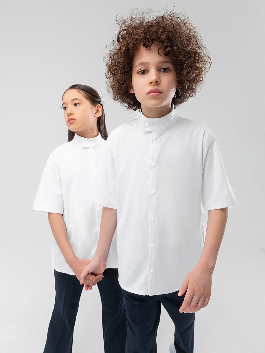 Рубашка с воротником стойкой - фото 6