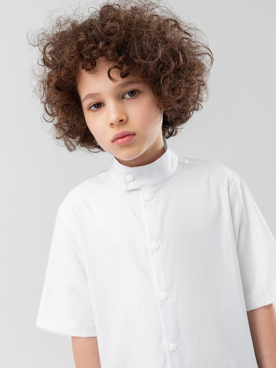 Рубашка с воротником стойкой - фото 7