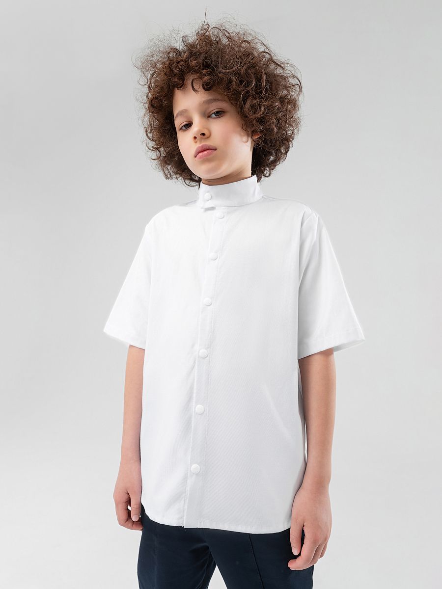 Рубашка с воротником стойкой - фото 8