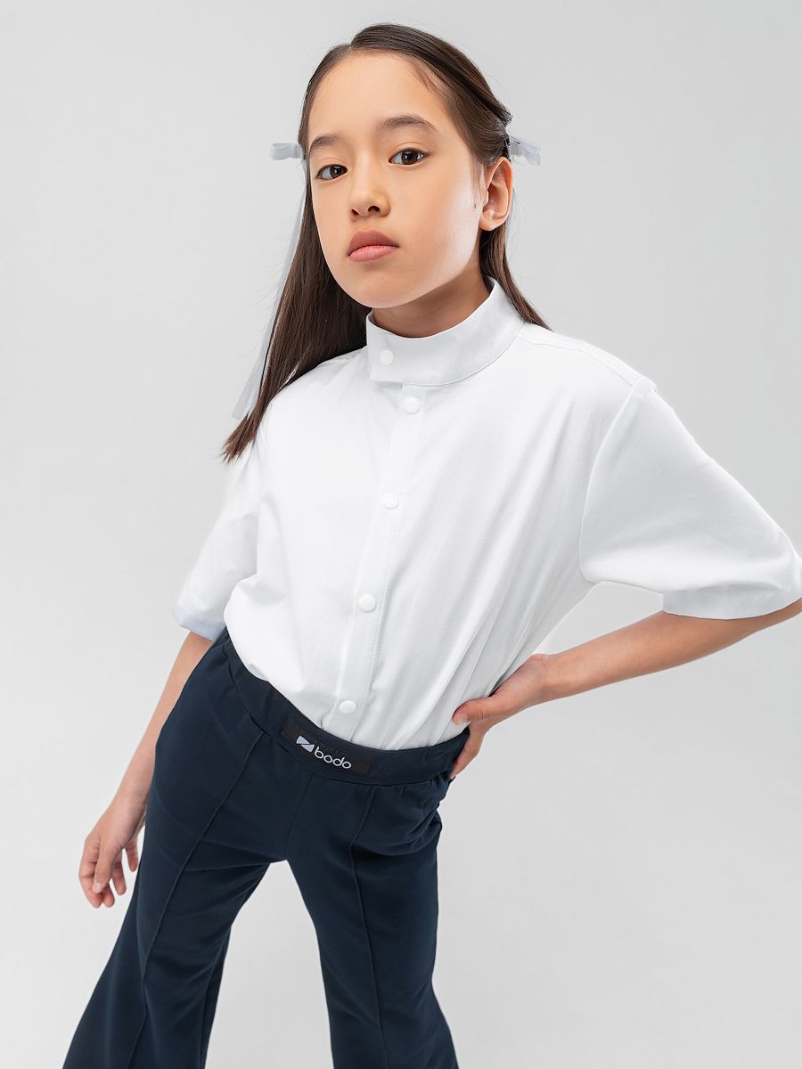 Рубашка с воротником стойкой - фото 10