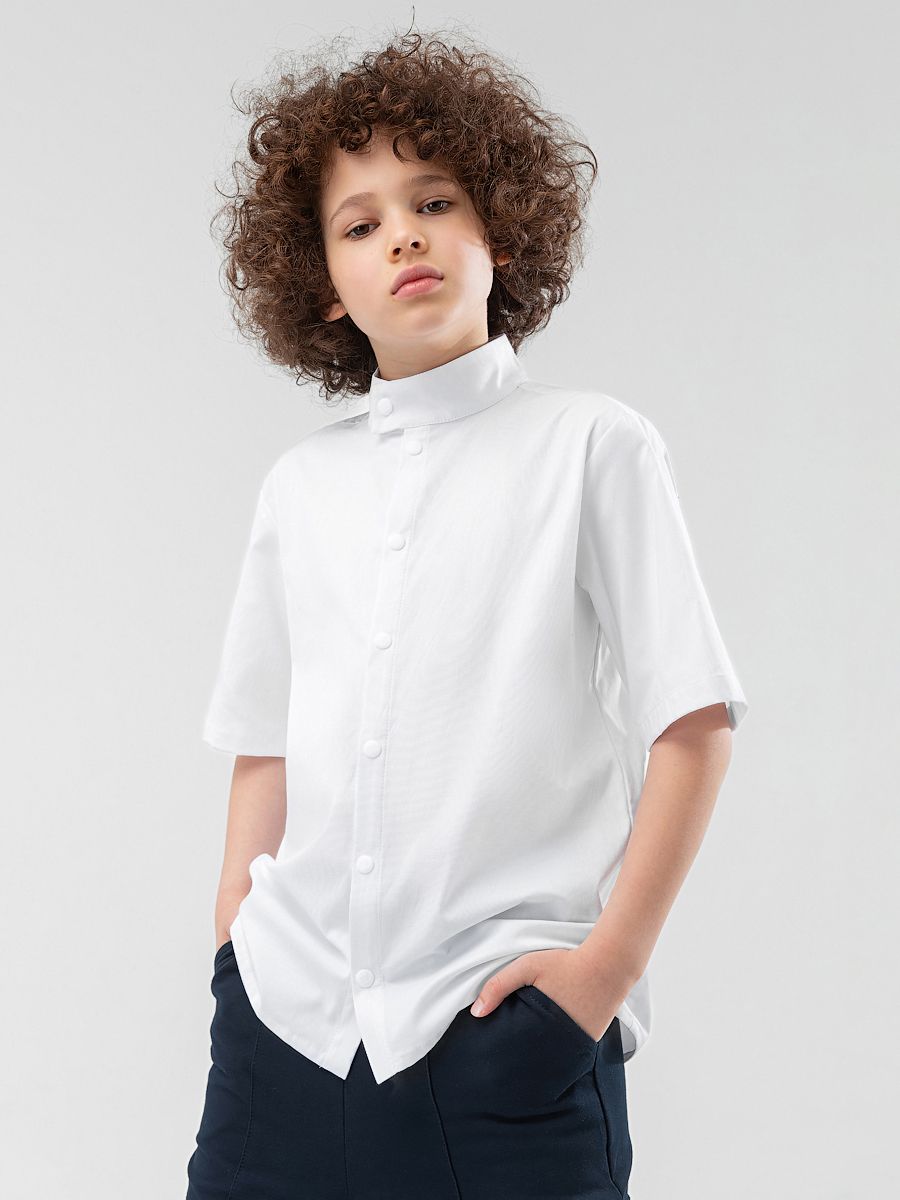 Рубашка с воротником стойкой - фото 9
