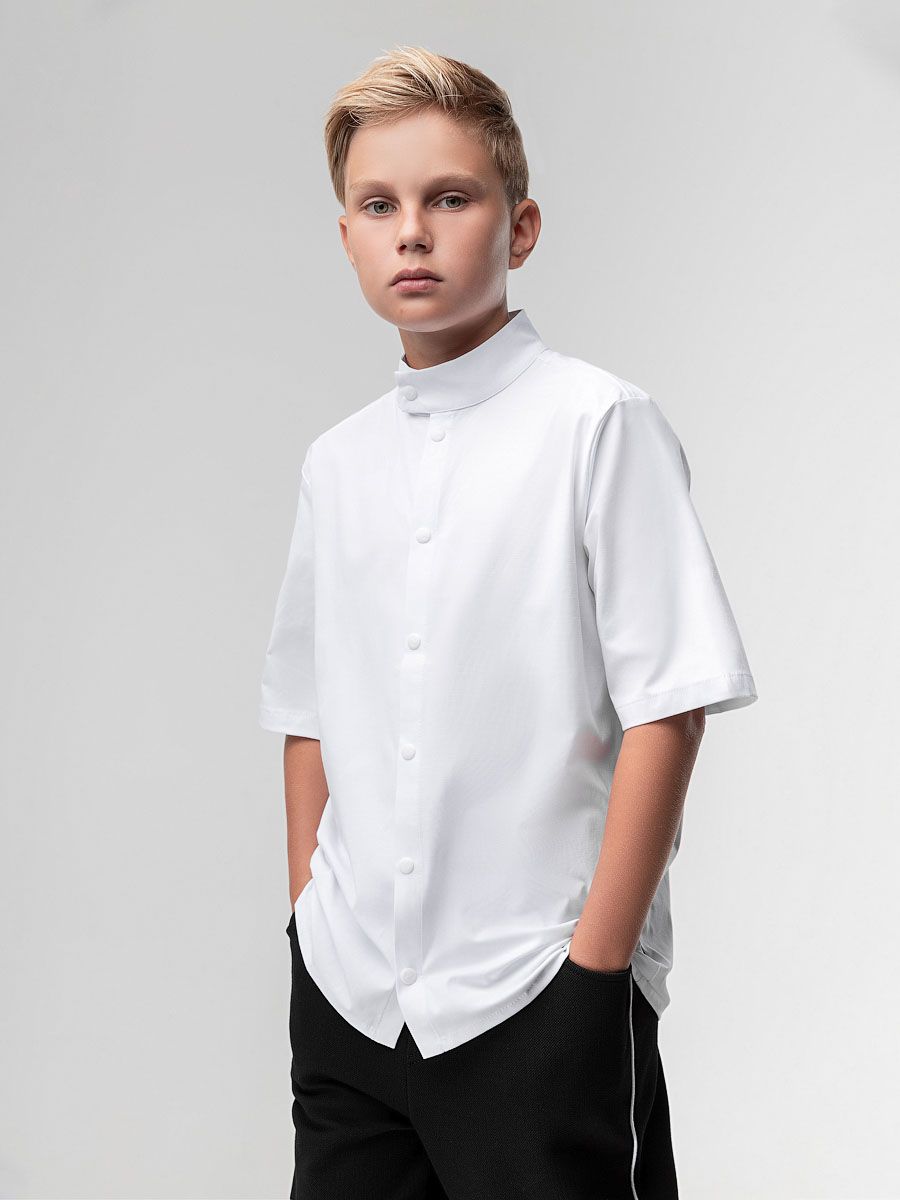 Рубашка с воротником стойкой - фото 3