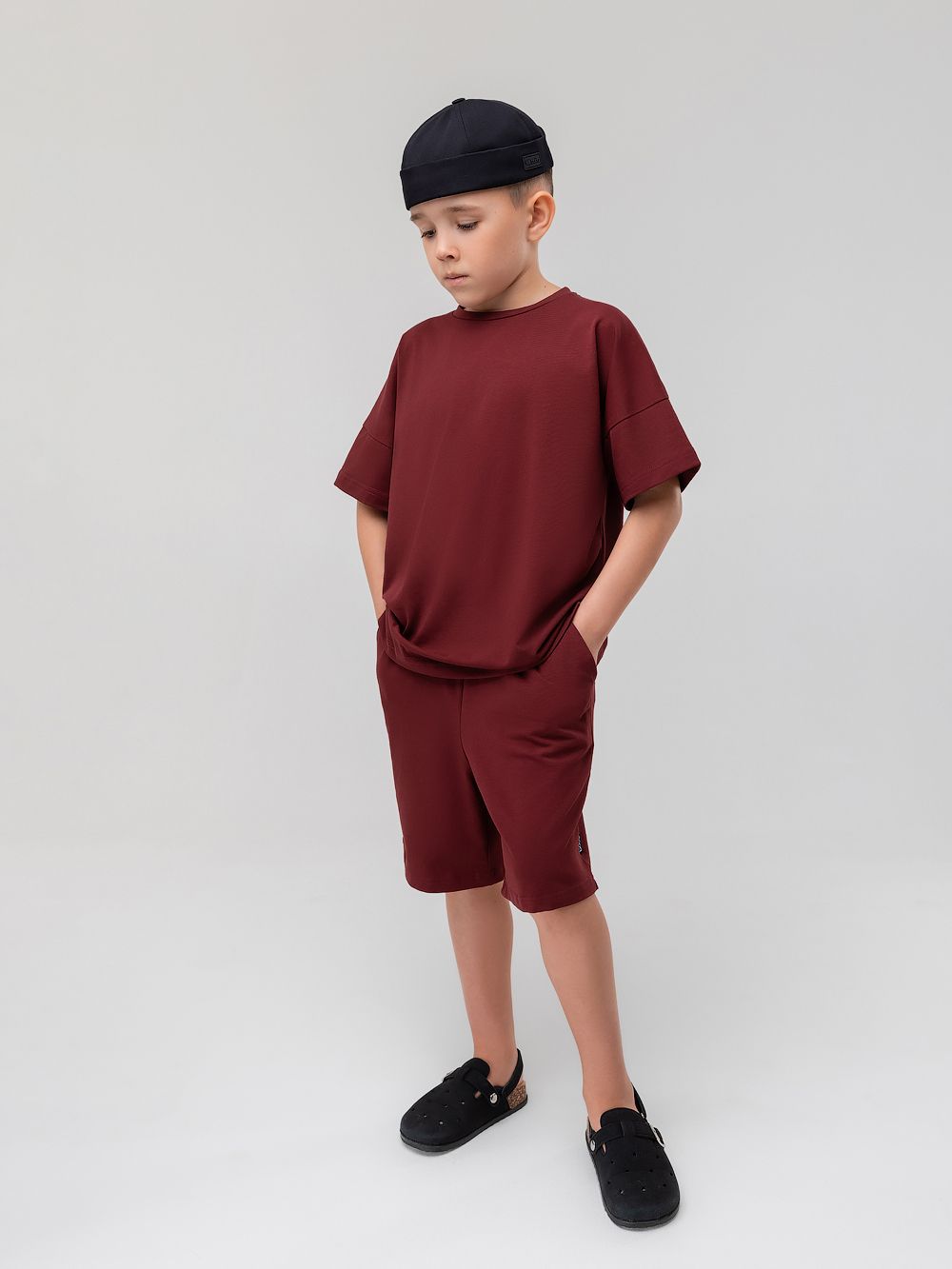 Костюм однотонный с шортами - фото 2