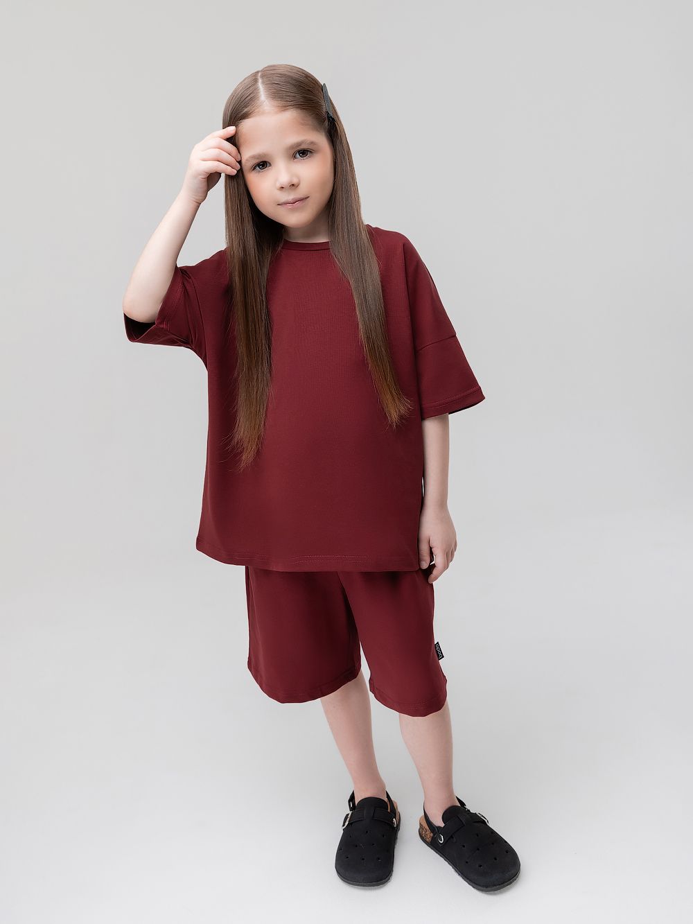 Костюм однотонный с шортами - фото 3