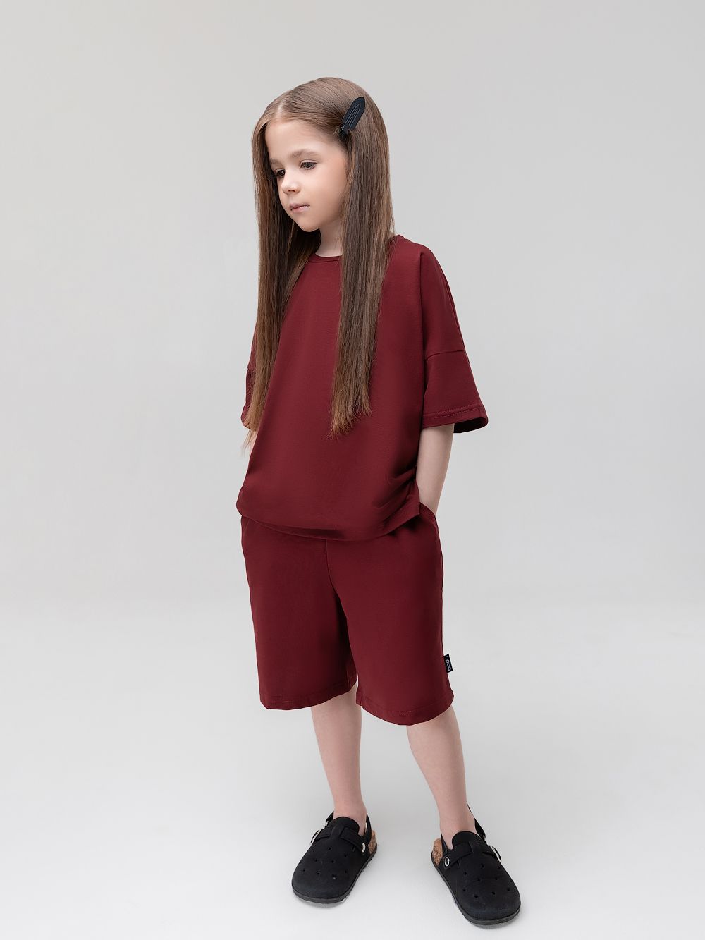 Костюм однотонный с шортами - фото 4
