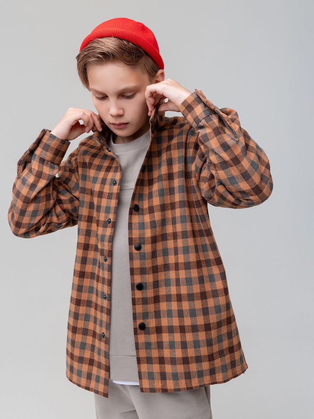 Рубашка фланелевая в клетку - фото 1