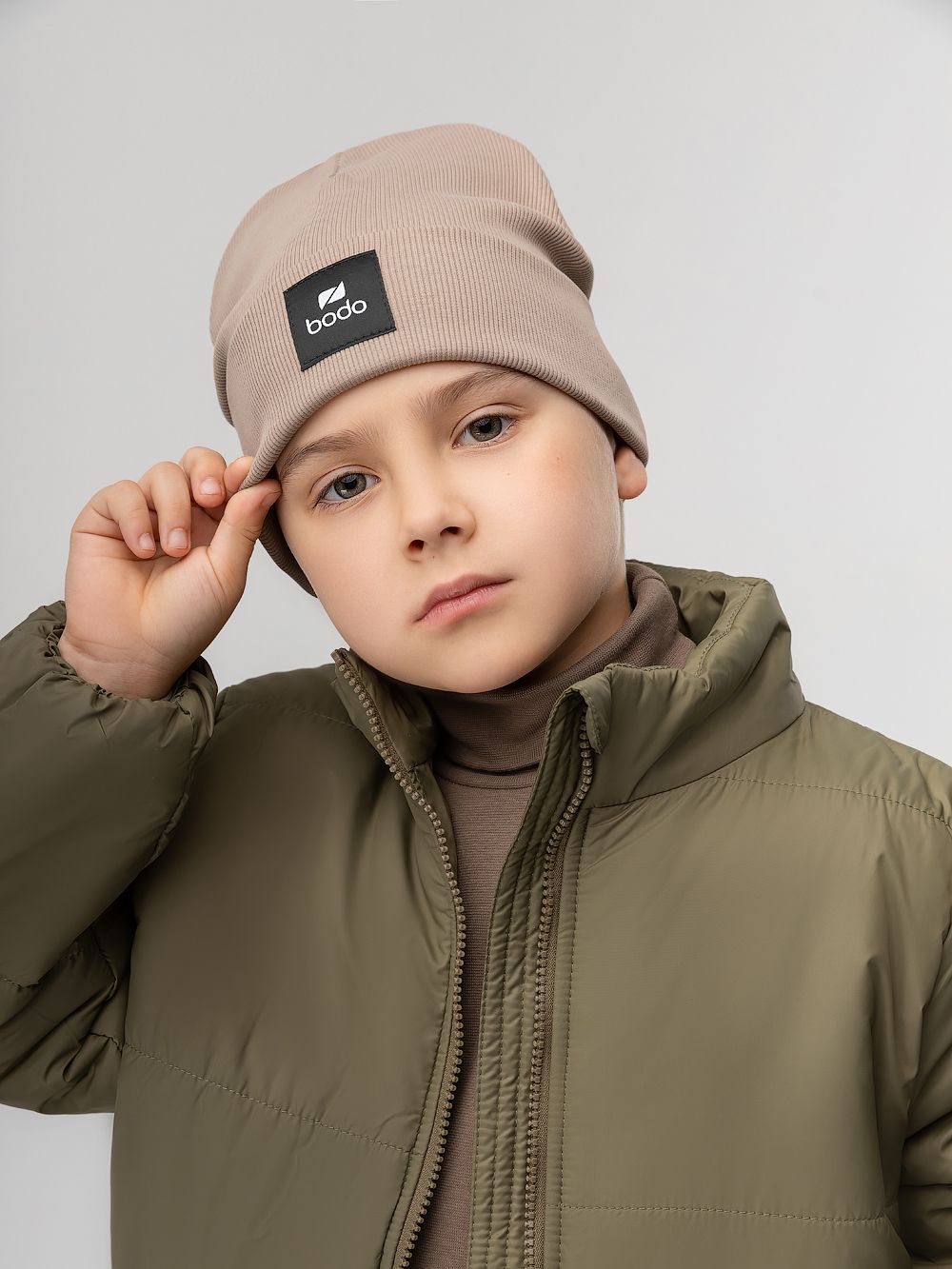 Шапка двойная в рубчик - фото 1