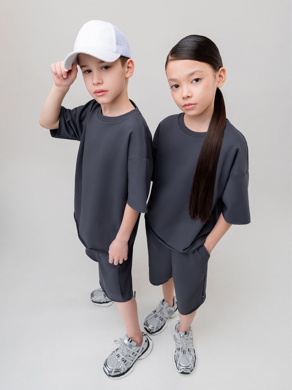 Костюм с шортами однотонный - фото 1