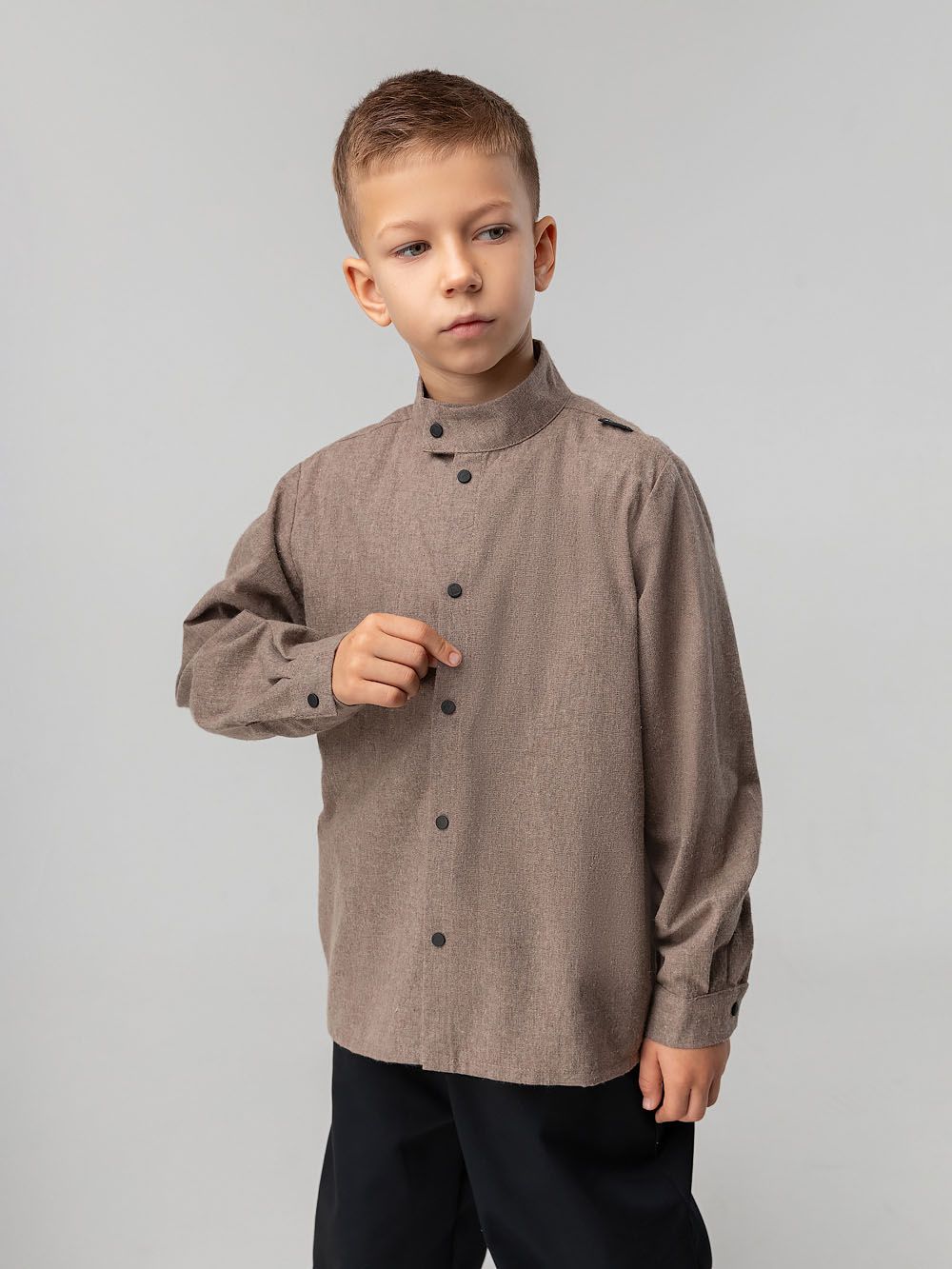 Рубашка фланелевая однотонная - фото 1