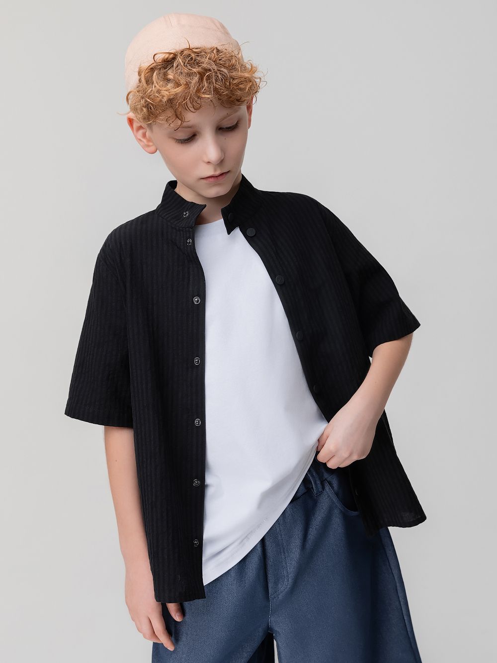 Рубашка с воротником стойкой - фото 2