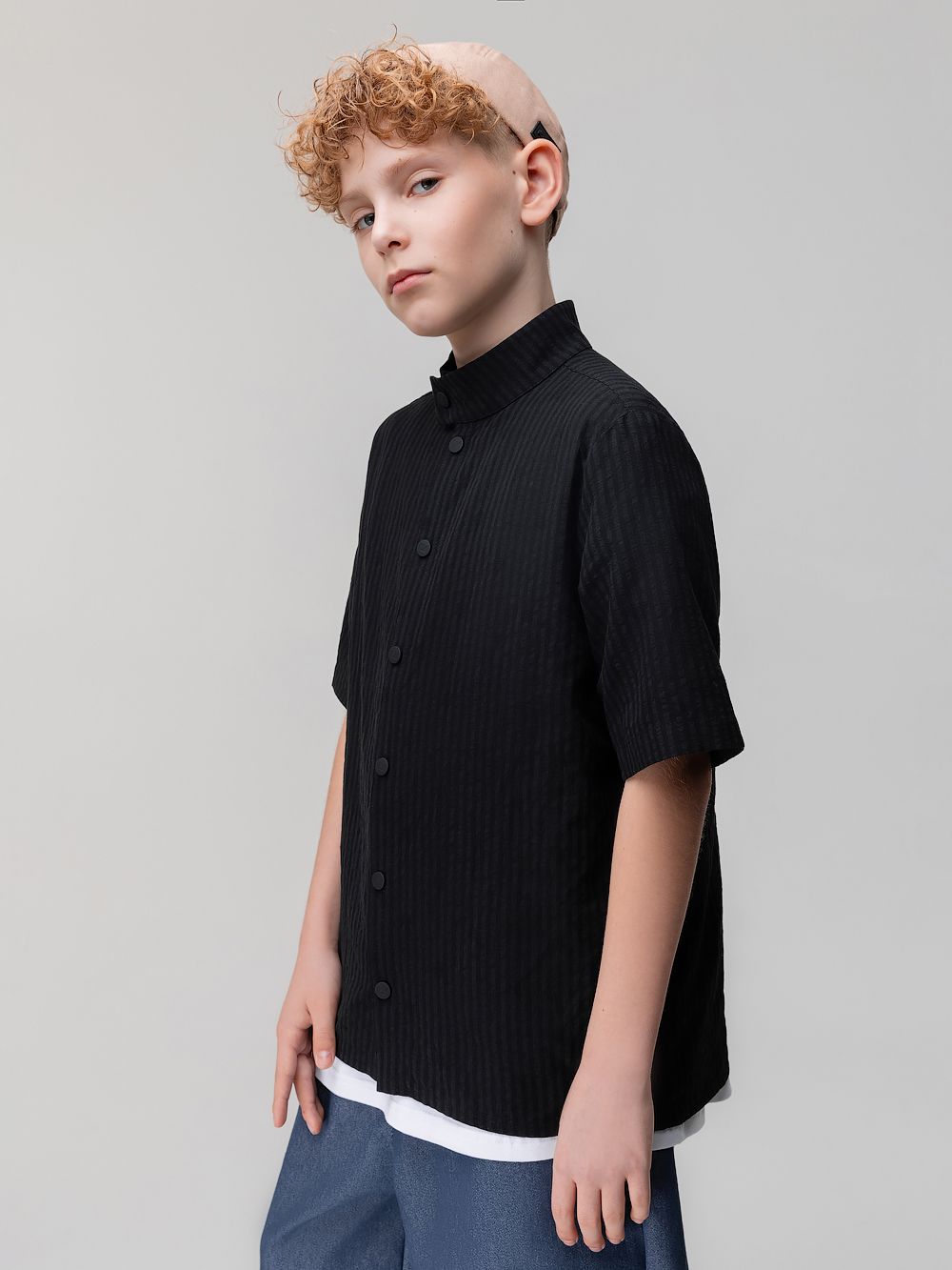 Рубашка с воротником стойкой - фото 6